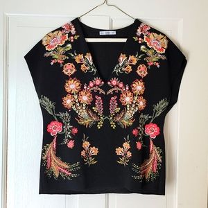 Zara embroidered top